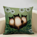 Axyaa Funny Cat Cartoon Pillowcase Linen Cushion Cover for Kids Nursery