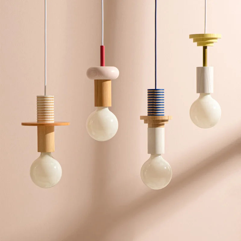 Axyaa Nordic Wood LED Pendant Light: Stylish Ceiling Chandelier for Home Decor