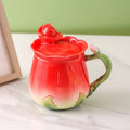 Axyaa Ceramic Rose Butterfly Teacup Set Milk Coffee Cup Camellia Afternoon Exquisite