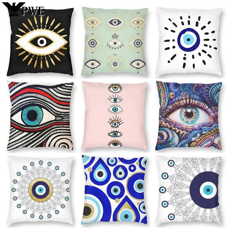 Evil Eye Black Art Cushion Cover Mystery Spirit Pillowcase by Axyaa