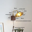 Axyaa Rotating LED Wall Light Fixture - Wood and Copper Bedside Lamp