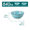 Axyaa 6-Piece Ceramic Bowl Set, Handpainted Stoneware Dinnerware with Spirals