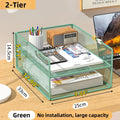 Axyaa Metal Mesh 3-Tier Desk File Organizer - Space-Saving Paper Storage Rack