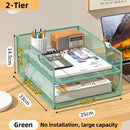 Axyaa Metal Mesh 3-Tier Desk File Organizer - Space-Saving Paper Storage Rack