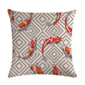 Axyaa Lotus Carp Print Cushion Cover for Home Decor on Mahogany Chair