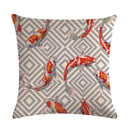 Axyaa Lotus Carp Print Cushion Cover for Home Decor on Mahogany Chair