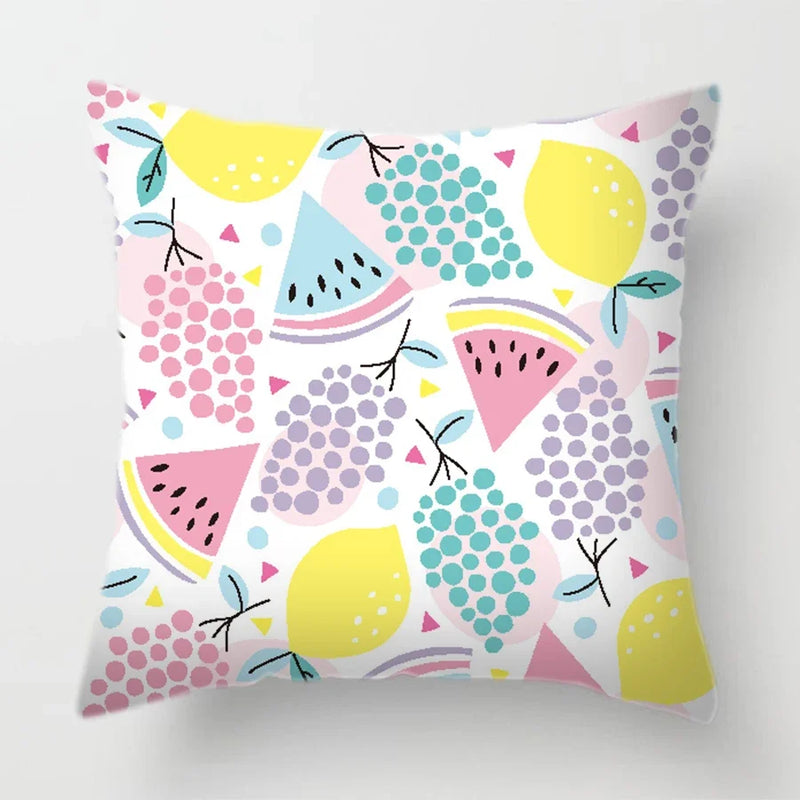 Axyaa Tropical Fruits Cushion Cover Watermelon Pineapple Decorative Pillow Case