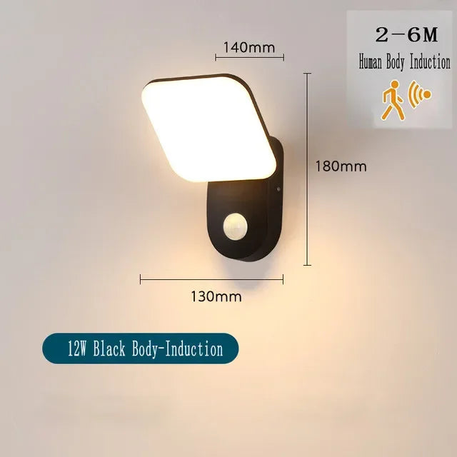 Axyaa Outdoor Sensor Wall Light: Modern, Waterproof Aluminum Design for Garden, Patio, Balcony