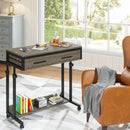 Axyaa Rolling Laptop Desk with Storage Drawers & Wheels - Portable Sofa Side Table