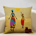 Axyaa African Dance Oil Painting Cushion Cover 45x45cm for Home Living Room Decor