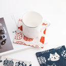 Korean Cartoon Cat Coasters Set by Axya - Cute Cotton Linen Insulation Pad