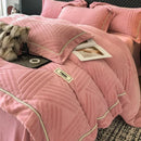 Axyaa Elegant Winter Rabbit Fleece 4-Piece Bedding Set, Luxurious & Warm Milk Fleece Kit