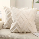Axyaa Snowflake Velvet Cream White Pillow Cover, Rhombus Pattern for Home Decor