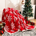 Axyaa Christmas Snowflake Double Layer Fleece Blanket: Thick & Cozy Sofa Bed Throw