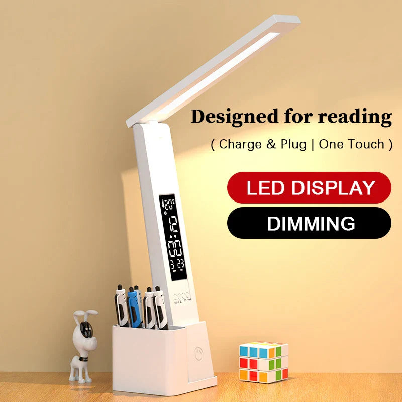 Axya USB Touch Desk Lamp with Calendar, Temperature Clock, Night Light