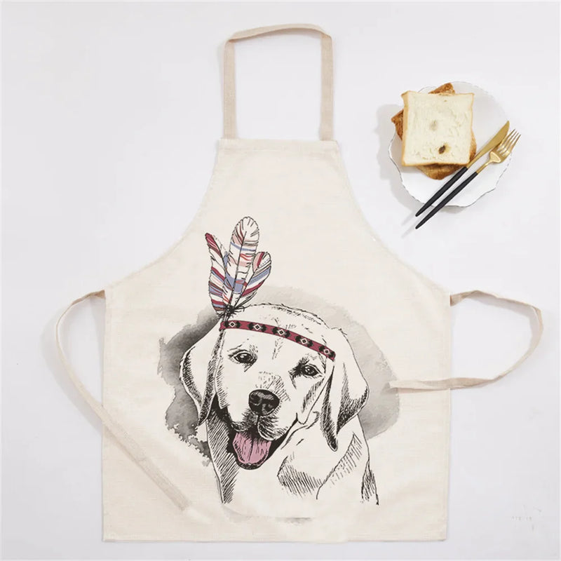 Axyaa Christmas Dog Kitchen Ladies Apron - Fun Cartoon Animal Apron for Home Cooking