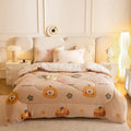 Axyaa Bohemian Floral Comforter: Thick Plush Coral Fleece Quilted Blanket for Autumn/Winter