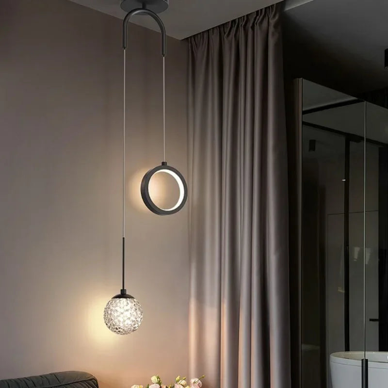 Axyaa Gold Ring LED Pendant Light for Ceiling Suspension Luxury Decor