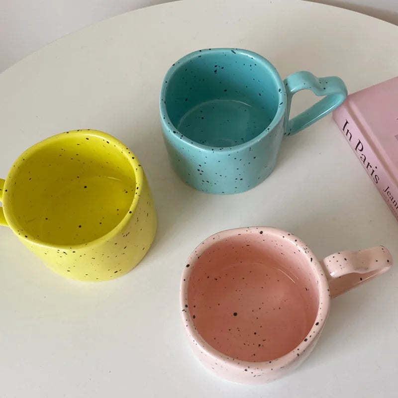 Axya Ceramic Wave Dot Mug, Stylish Tea Cup, Korean Design