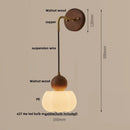 Axyaa LED Wall Sconce Walnut Wood Pull Chain Switch Art Light