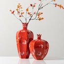 Axyaa Red Pomegranate Ceramic Vase for Home Decor and Flower Arrangements