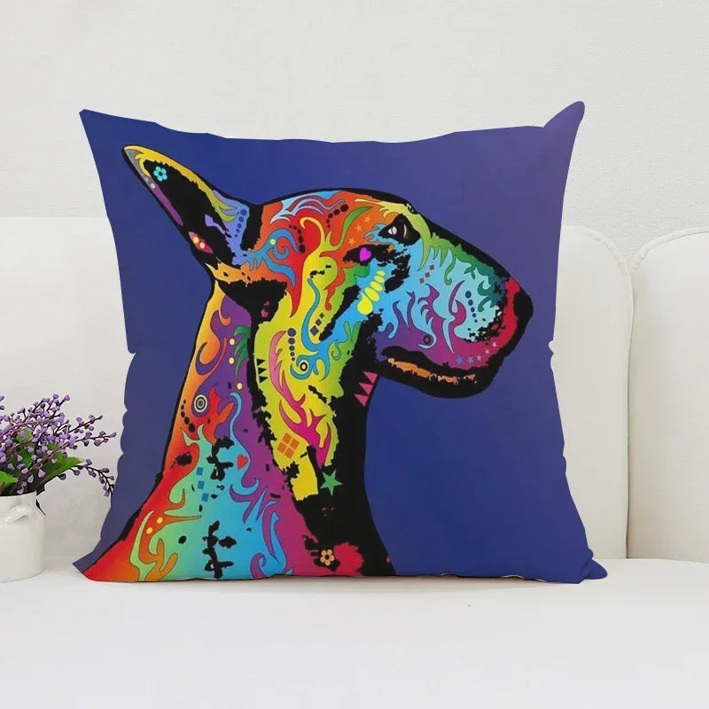 Bull Terrier Art Anime Pillow Cover 40x40 Axyaa Home Decor Throw Pillow