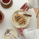 Axyaa Korean Pearl Ceramic Plates - Set of 6/8 inch Luxury Kitchen Tableware
