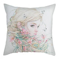 Axyaa Abstract Flower Girl Pillow Cover 45x45cm for Home Sofa Decoration