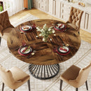 Axyaa 47-Inch Round Farmhouse Dining Table for 4-6 People, Industrial Kitchen Dinner Table