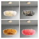 Axyaa Modern Donut Pendant Light: Stylish White Feather Lamp for Romantic Master Bedrooms