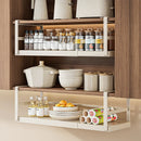 Axyaa Expandable Spice Rack Layered Cabinet Storage Shelf with Hanging Basket