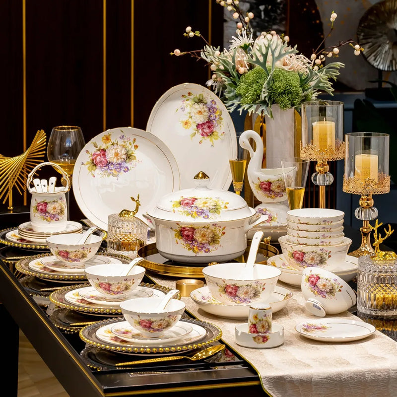 Axya™ European Style Bone Dinnerware Set with Utensils