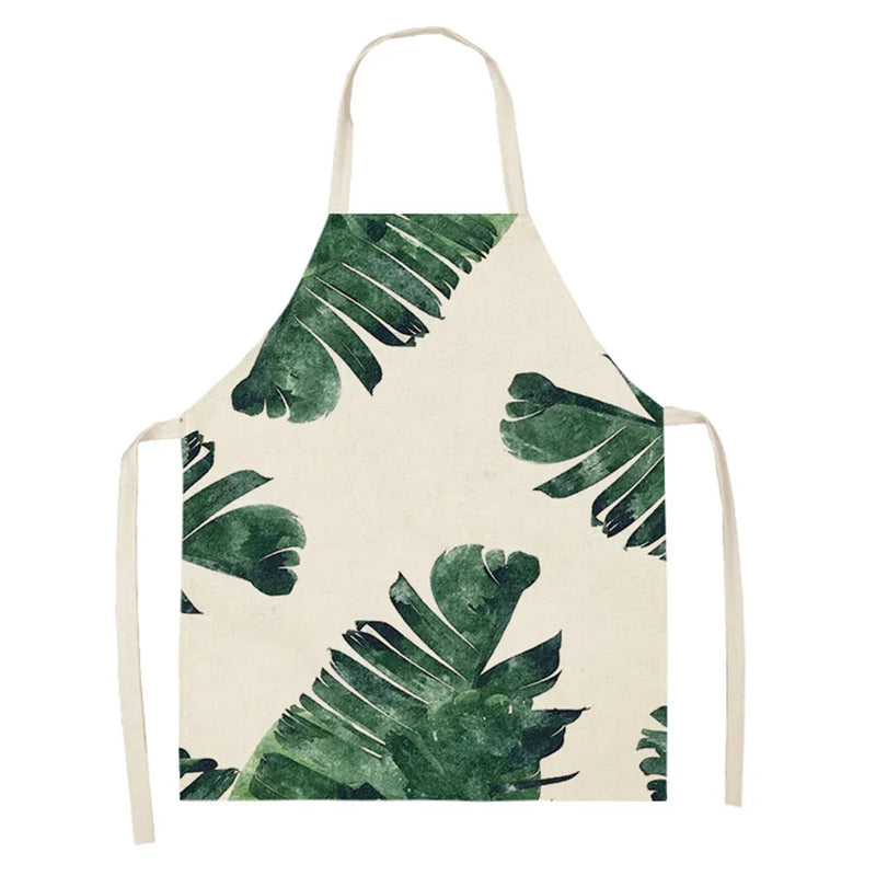 Axyaa Large Leaves Kitchen Ladies' Apron - Tropical Plants Design