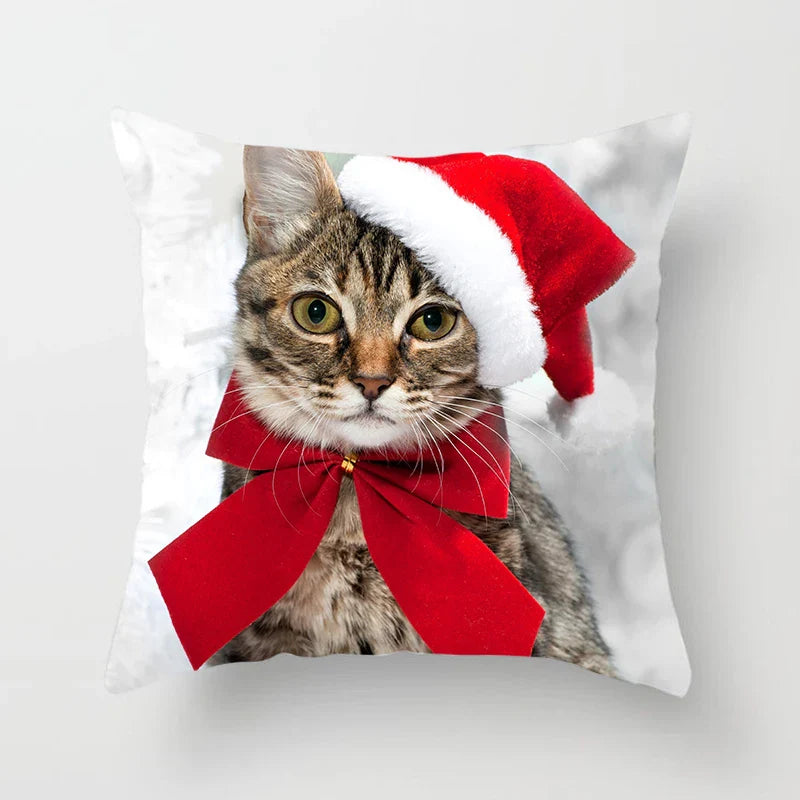 Axyaa Cat Dog Santa Hat Pillowcase for Home Decor