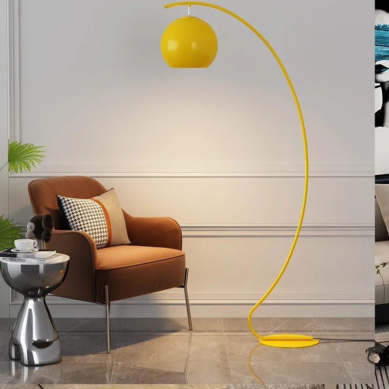 Axyaa Nordic Retro Yellow LED Floor Lamp for Modern Living Room and Bedroom