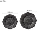 Axyaa Retro Ceramic Plate Hammer Pattern Tableware Serving Plates