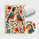 Retro Scandinavian Flower Birds Canvas Wall Art Print by Axyaa