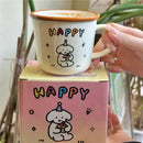 Axyaa Happy Bear Ceramic Coffee Mug, Cute Kawaii Design, Perfect Gift for Couples