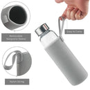 Axyaa Glass Tea Infuser Water Bottle 550ML with Nylon Cover, Sport Drinking Bottle