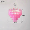 Axyaa Clear Pink Glass Tube Chandelier Luxury Ceiling Pendant Light