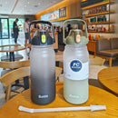 Axyaa 2L Sports Water Bottle with Straw - Portable Frosted Plastic Space Cup