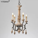 Axyaa French Chandelier 6-Light Vintage Style Retro Wooden Lamp