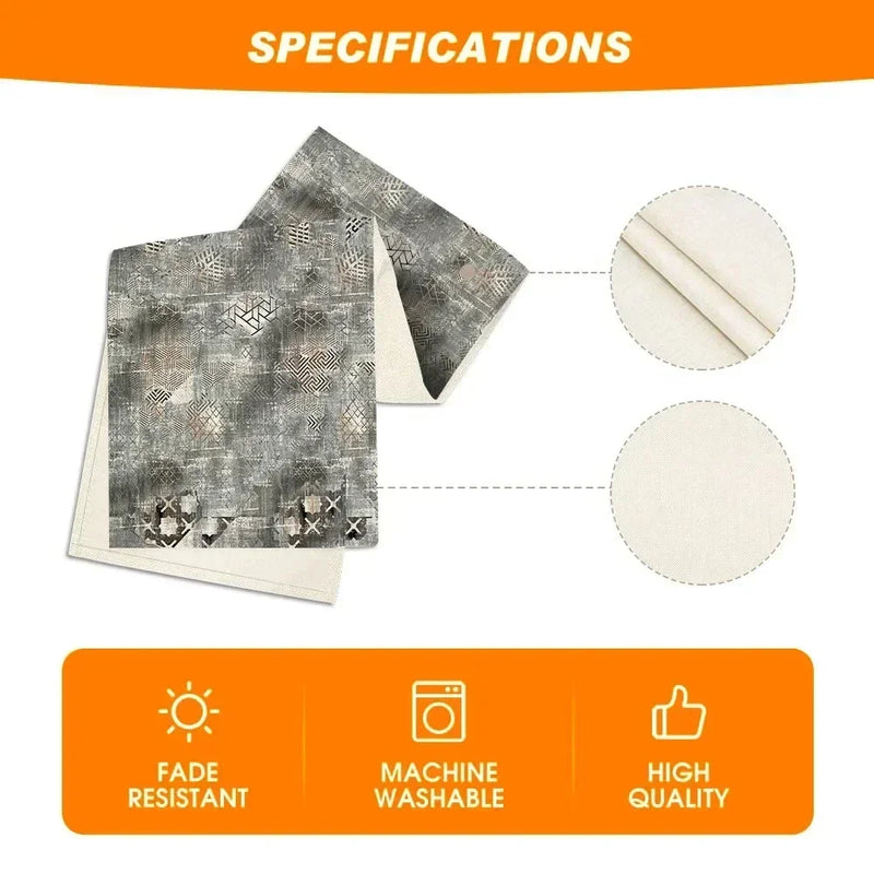 Pink Champagne Gold Textured Table Runner by Axyaa: Elegant Grey Marble Design for Stylish Tables
