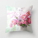 Axyaa Pink Flower Pattern Decorative Cushion Cover for Sofa Pillows - Polyester Material