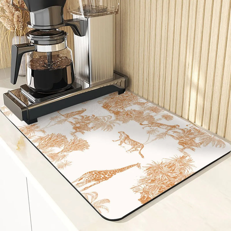 Axyaa Plant Pattern Drying Mat: Kitchen & Table Essential