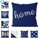 Axyaa Navy Blue Geometric Cushion Cover - Decorative Sofa Pillowcase