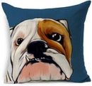 Square Linen Pug French Bulldog Pillow Cover by Axyaa
