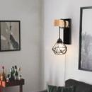 Axyaa Vintage Iron Wood Wall Sconce Cage Guard Fixture Loft Lighting