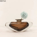 Axyaa Brown Glass Small Mouth Vase Home Decor Dried Flower Arrangement