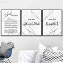 Axyaa Bismillah Ayat Al Kursi Quran Black White Marble Wall Art Canvas Print